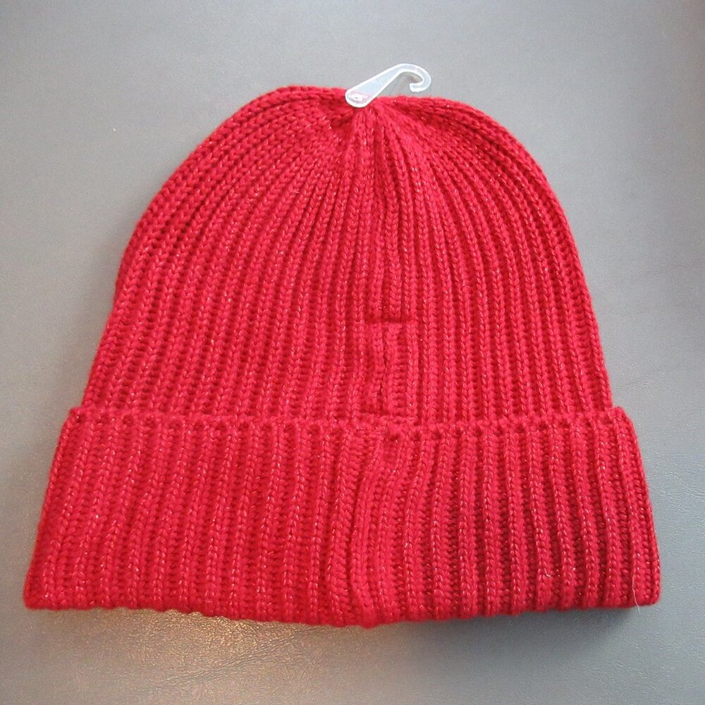 Style & Co. Women's Cuff Beanie Hat, Dark Red Metallic Shine, One Size
